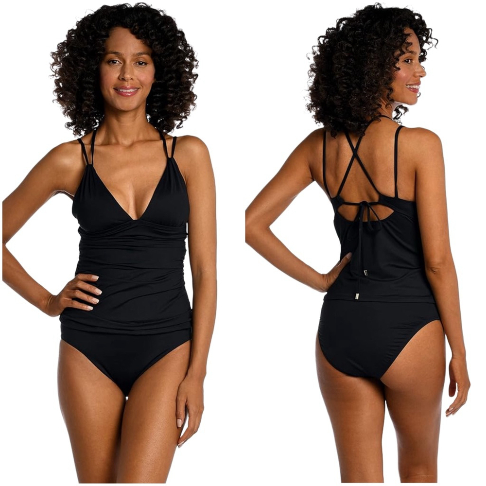 La Blanca Women's Island Goddess Over The Shoulder Tankini Swimsuit Set Sz 14/16